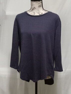 Vintage short tunic style blue top with an open back size Large